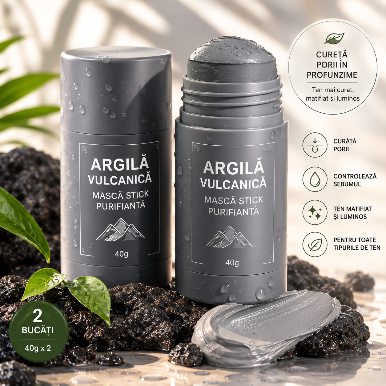 Mască Stick Purifiantă cu Argilă Vulcanică