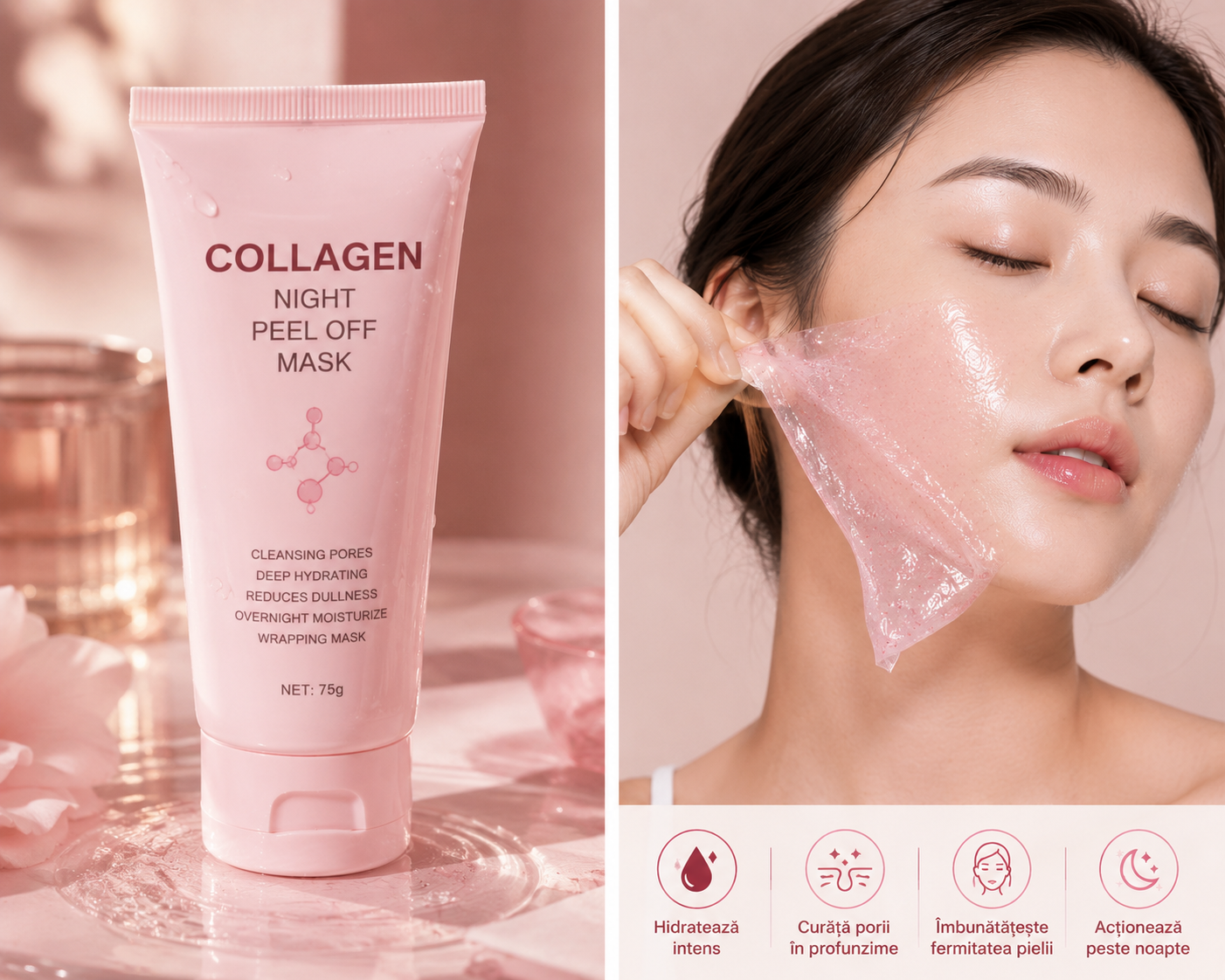 Mască de Noapte Peel-Off cu Colagen